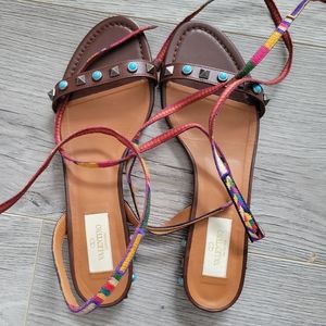 RARE Valentino – Chevron Studded Lace-Up Sandal